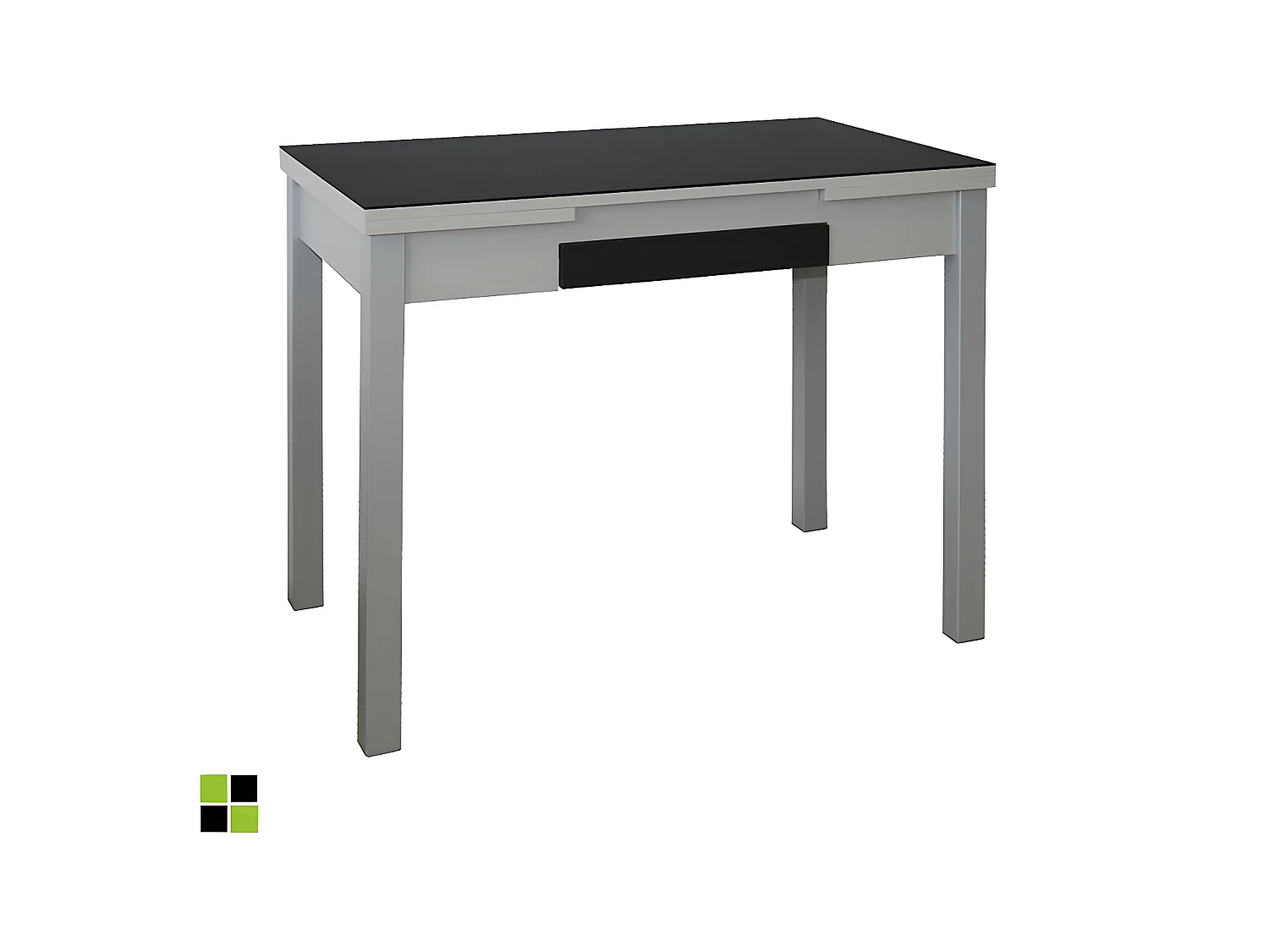 Mesa de cocina extensible - MDF y cristal Negro, 100/160x60x76 cm - TETRA