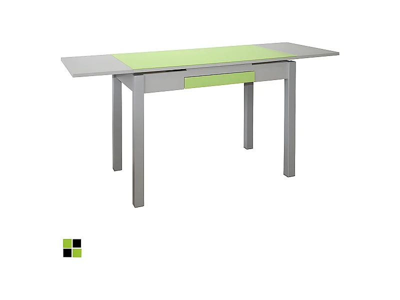 Mesa de cocina extensible - MDF y cristal Verde, 100/160x60x76 cm - TETRA