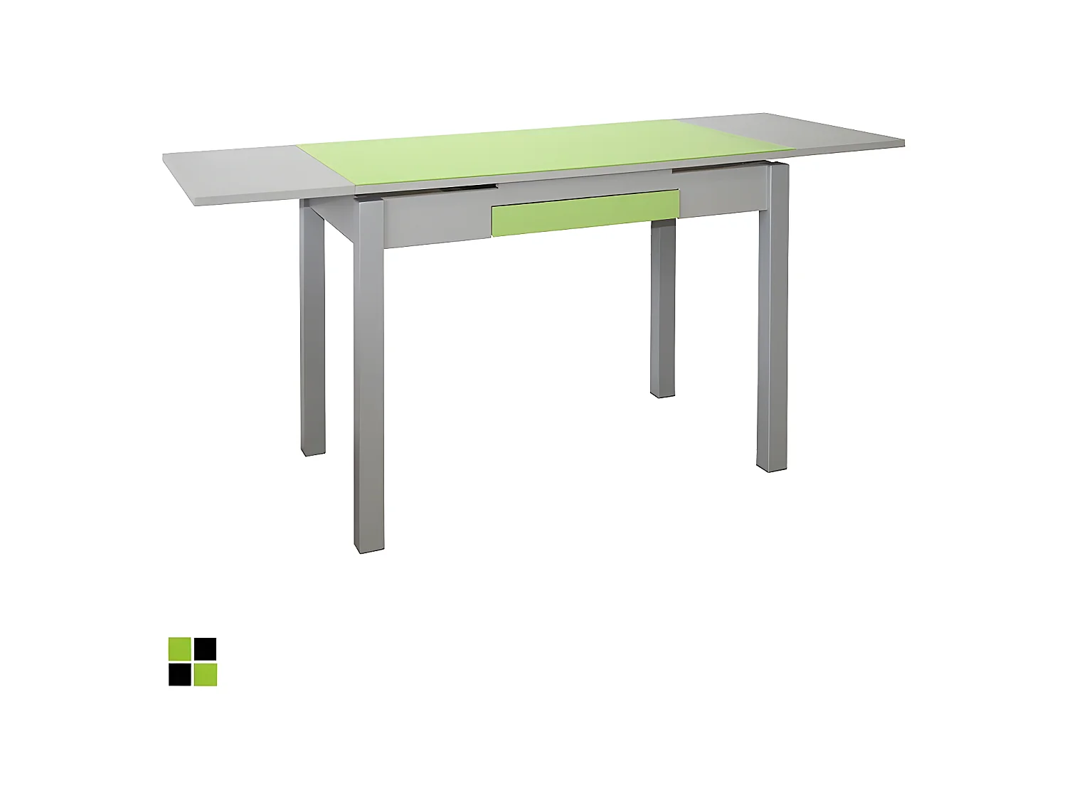Mesa de cocina extensible - MDF y cristal Verde, 100/160x60x76 cm - TETRA