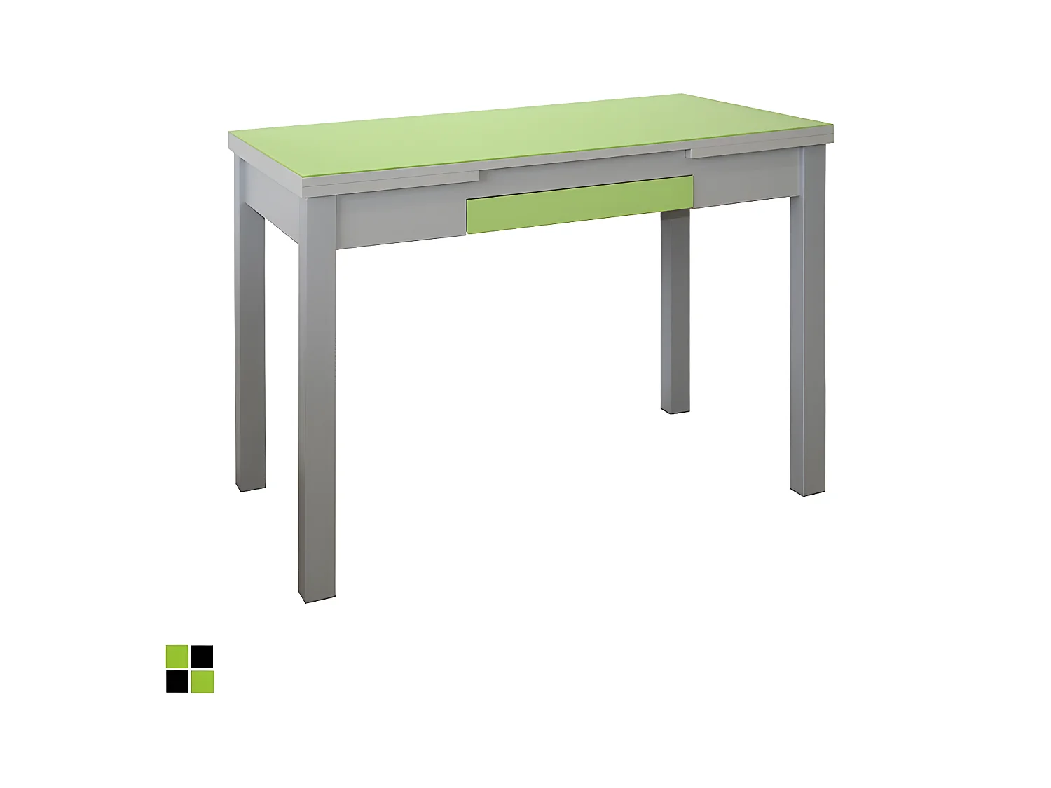 Mesa de cocina extensible - MDF y cristal Verde, 100/160x60x76 cm - TETRA