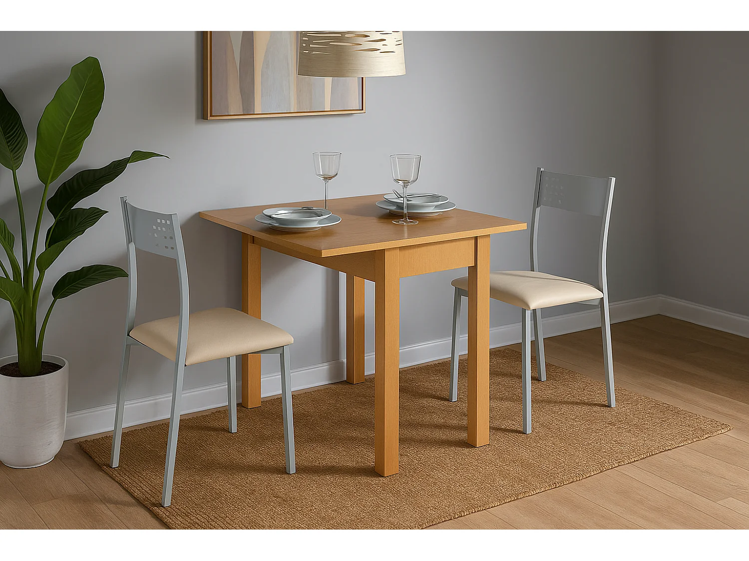 Mesa de cocina extensible - MDF Roble, 80x40/80x76 cm - HENA