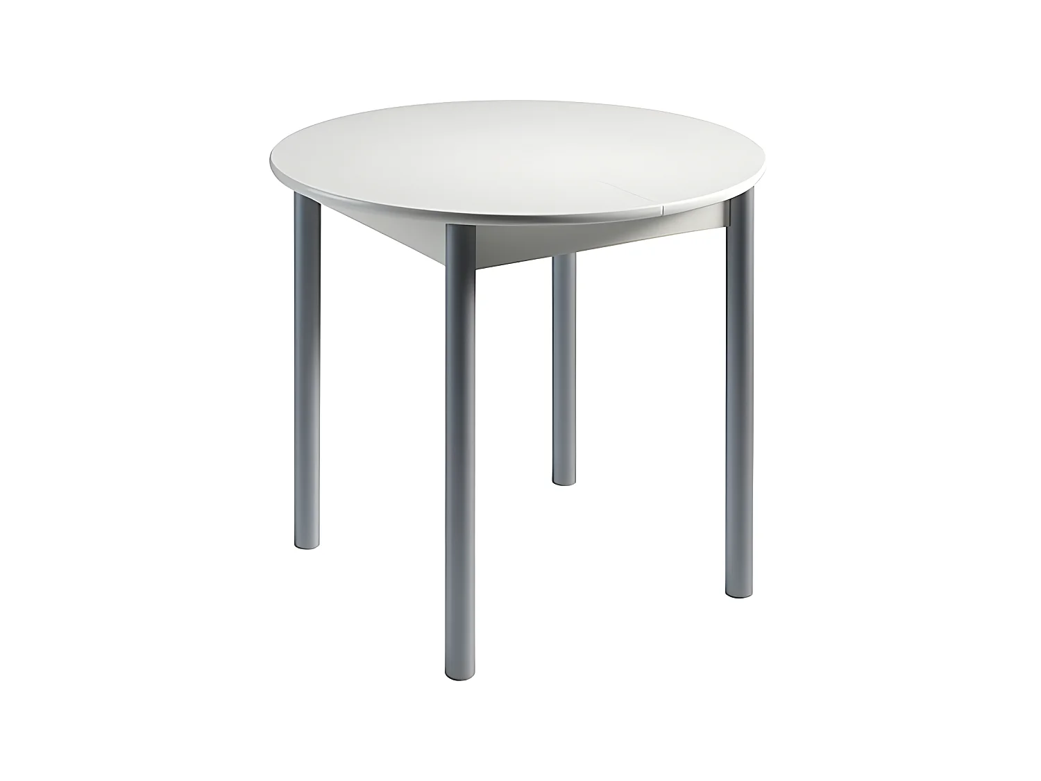 Mesa de cocina redonda extensible - MDF Blanco,  90/120x90x75,5 cm -  AGOS