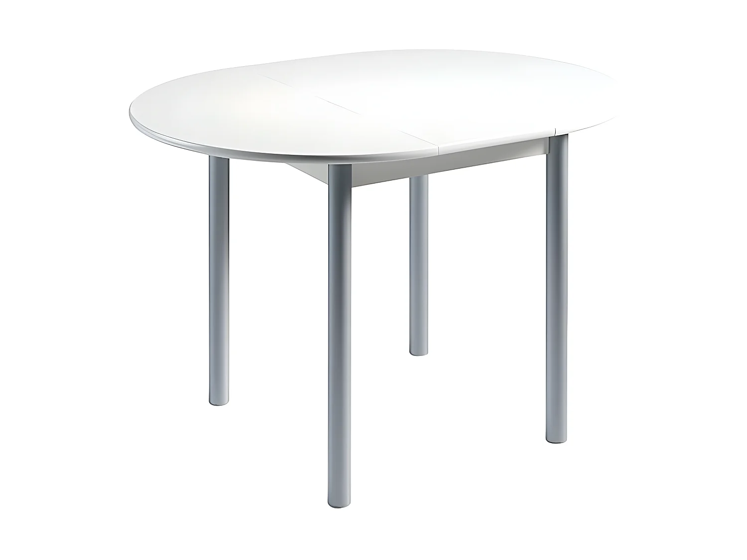 Mesa de cocina redonda extensible - MDF Blanco,  90/120x90x75,5 cm -  AGOS