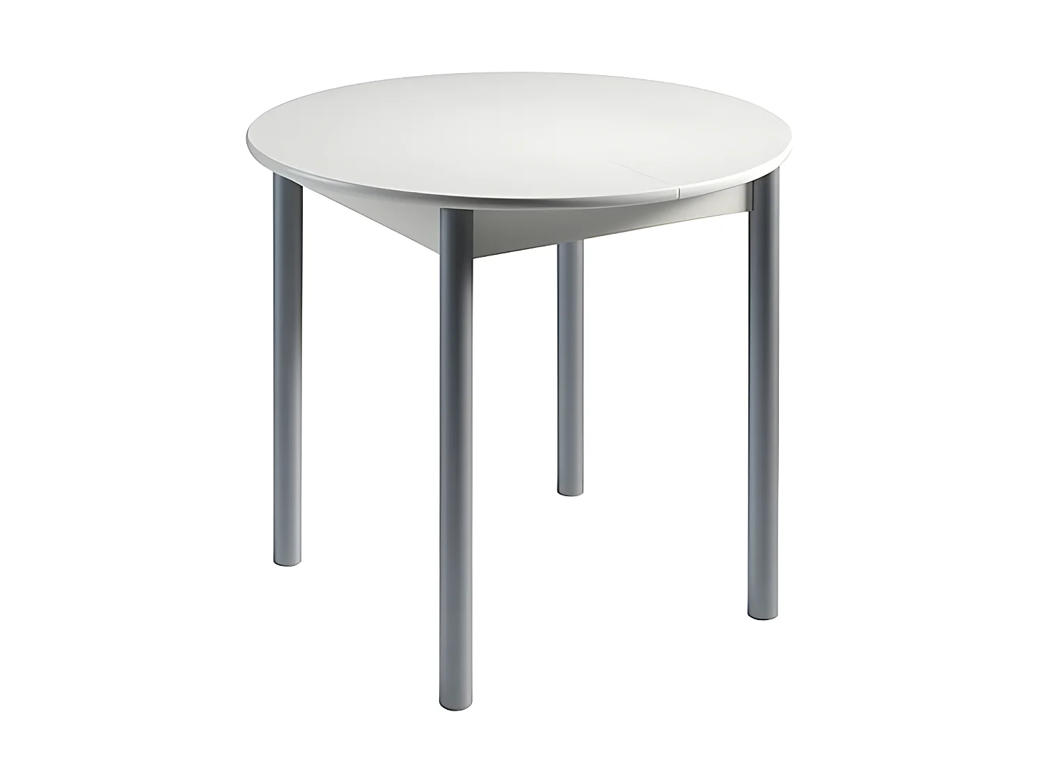 Mesa de cocina redonda extensible - MDF Blanco,  90/120x90x75,5 cm -  AGOS