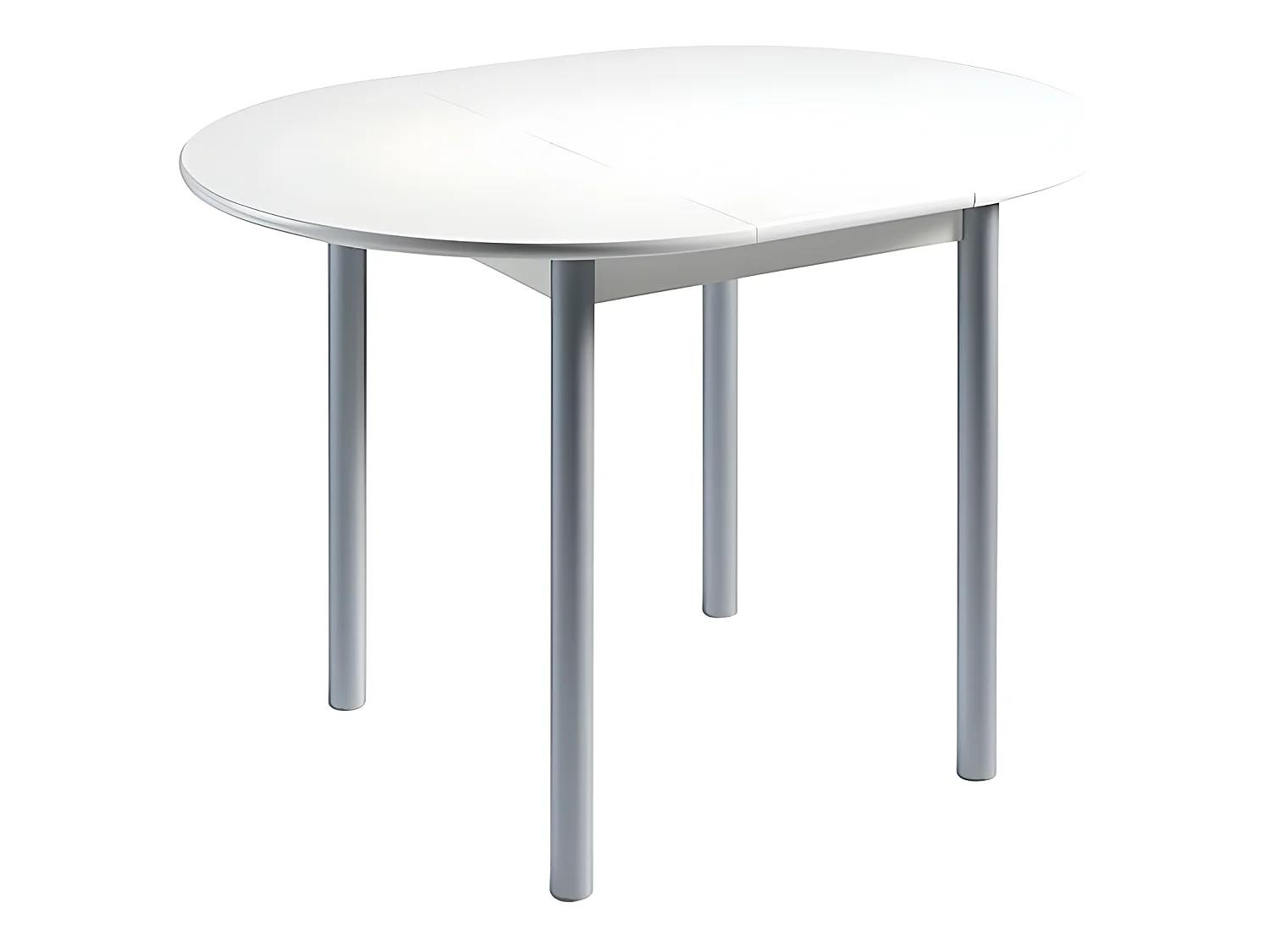 Mesa de cocina redonda extensible - MDF Blanco,  90/120x90x75,5 cm -  AGOS