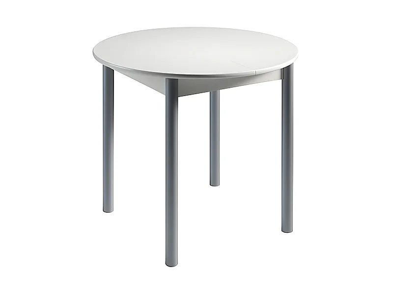 Mesa de cocina redonda extensible - MDF Blanco,  90/120x90x75,5 cm -  AGOS
