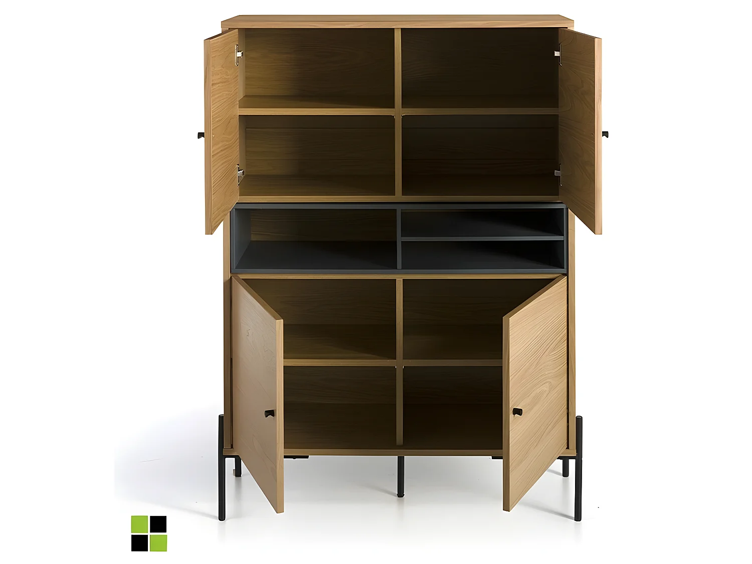 Aparador - MDF y chapa natural de roble, 103,4x39,6x143,8 cm - MAR