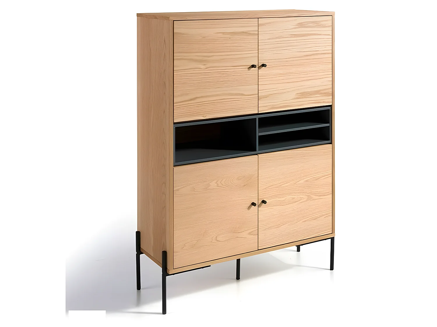 Aparador - MDF y chapa natural de roble, 103,4x39,6x143,8 cm - MAR