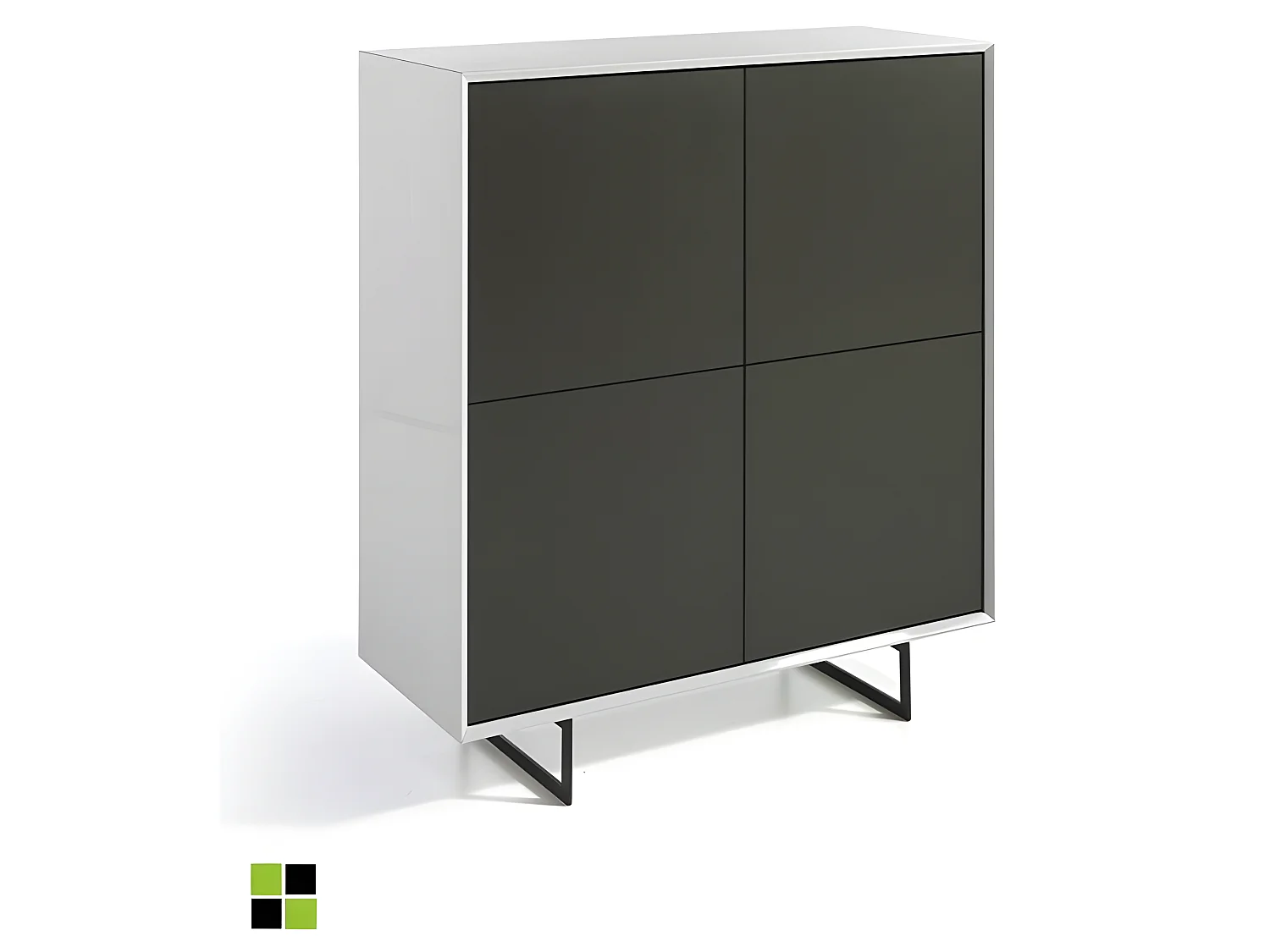 Aparador - MDF Blanco y gris, 110x45x125 cm - TIBET