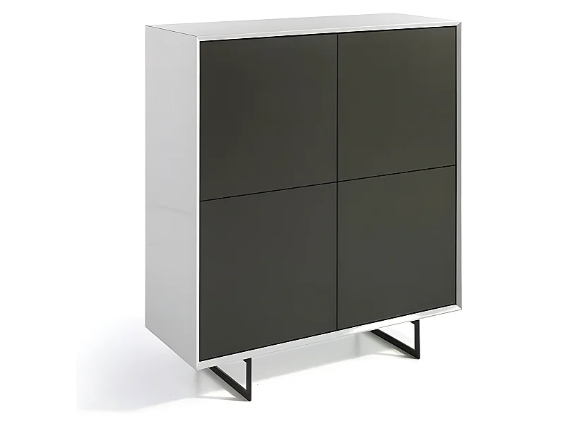 Aparador - MDF Blanco y gris, 110x45x125 cm - TIBET