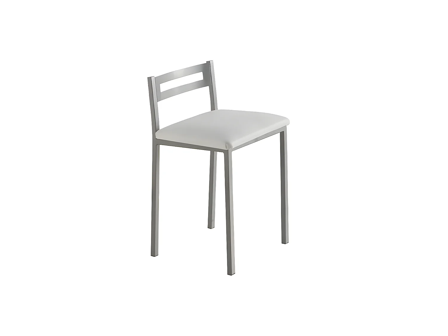 Set de 4 taburetes de cocina - Polipiel Blanca, 34x34x65 cm - MOLI