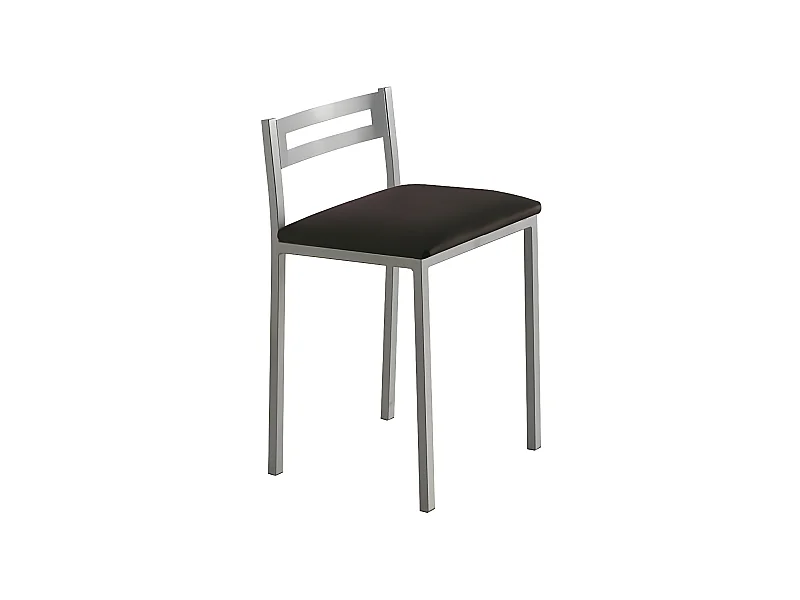 Set de 4 taburetes de cocina - Polipiel Negra, 34x34x65 cm - MOLI