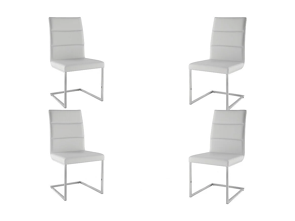 Set de 4 sillas de comedor - Polipiel Blanco, 45x59x97 cm - MILO