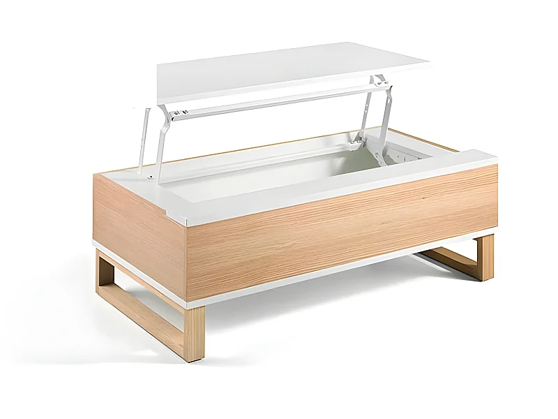 Mesa de centro - MDF Roble y blanco, 110x60x38 cm - ROYAL