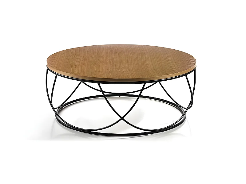 Mesa de centro - MDF Roble y negro, 80x30x30 cm - TAMPA