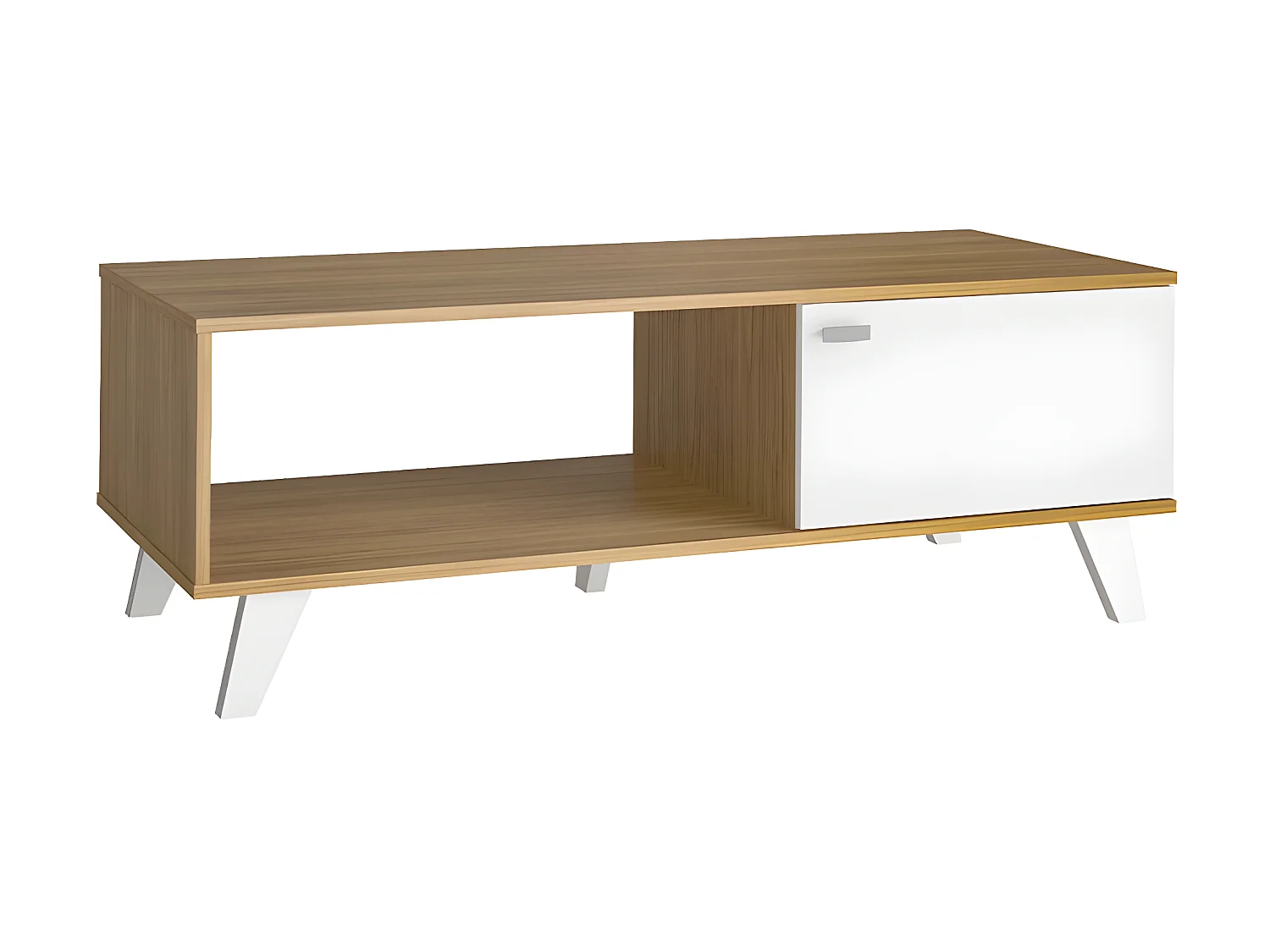 Mesa de centro - MDF MDF Roble y blanco texturizado, 100x50x42 cm - QUIATUR