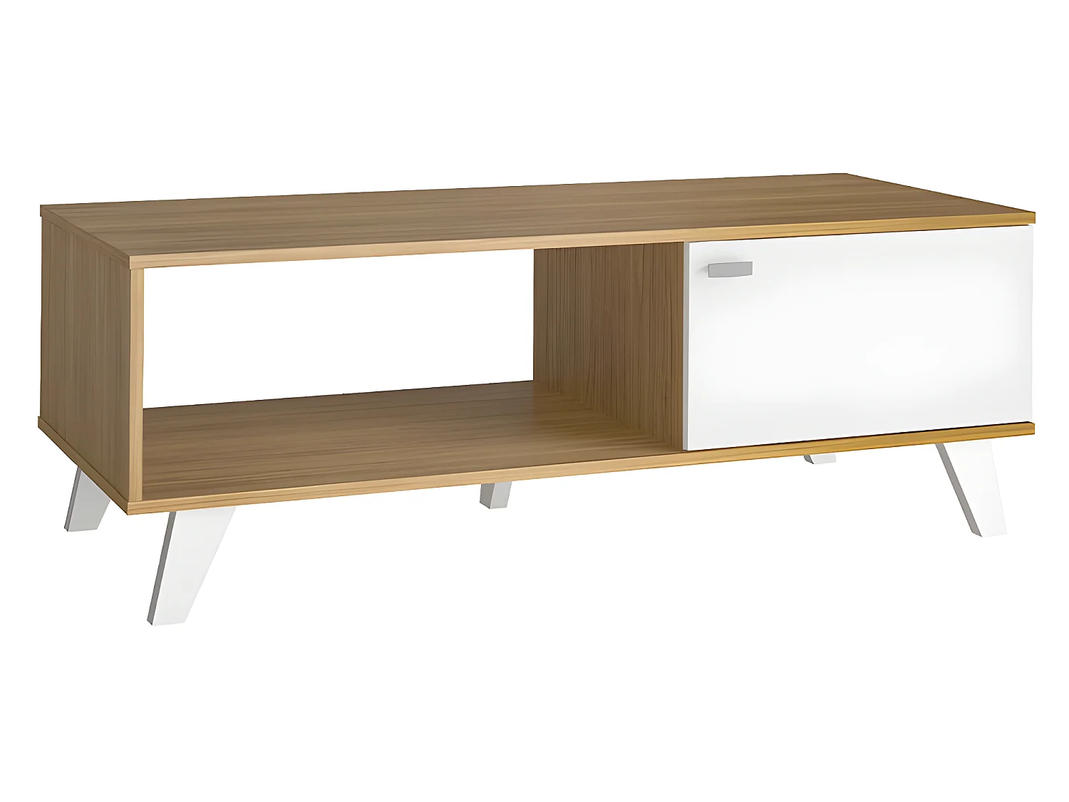 Mesa de centro - MDF MDF Roble y blanco texturizado, 100x50x42 cm - QUIATUR