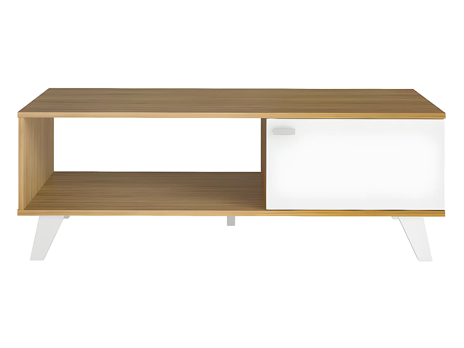 Mesa de centro - MDF MDF Roble y blanco texturizado, 100x50x42 cm - QUIATUR