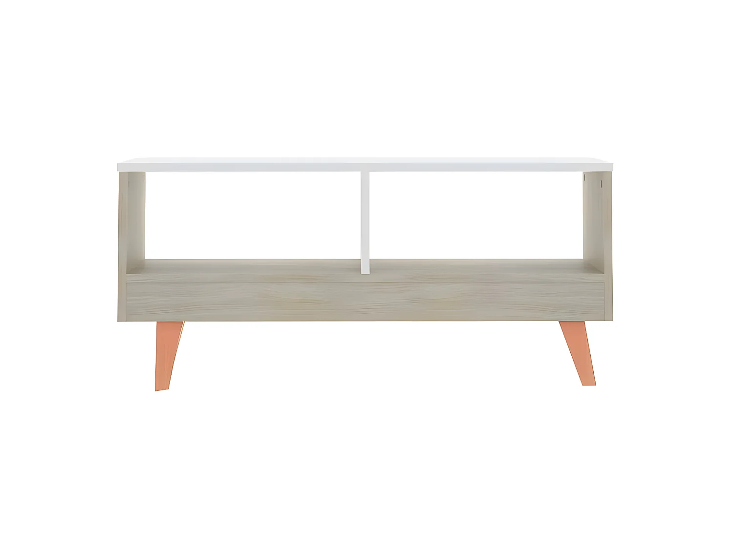 Mesa de centro - MDF MDF Roble y blanco, 90,5x44,5x40,5 cm - ROAU
