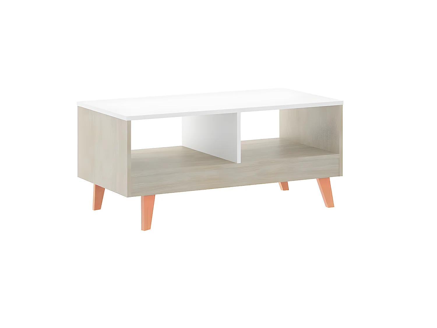 Mesa de centro - MDF MDF Roble y blanco, 90,5x44,5x40,5 cm - ROAU