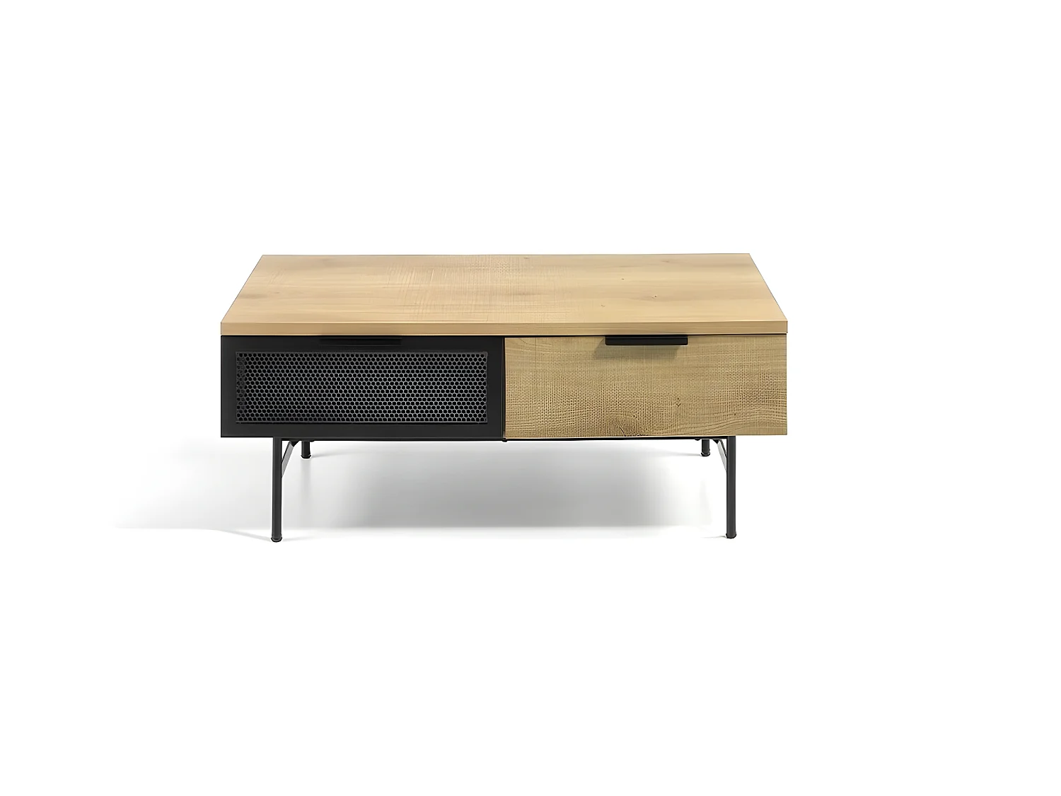 Mesa de centro - MDF Roble y negro, 110x60x43 cm -  BRADLEY