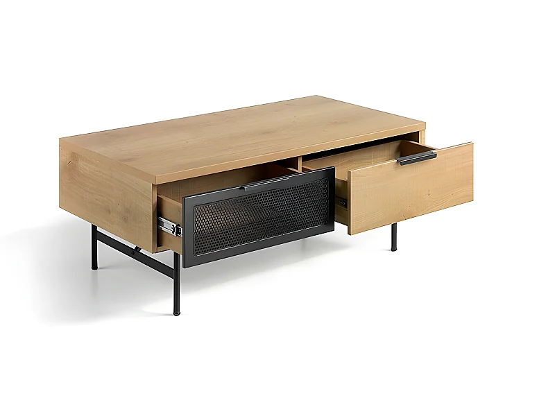 Mesa de centro - MDF Roble y negro, 110x60x43 cm -  BRADLEY