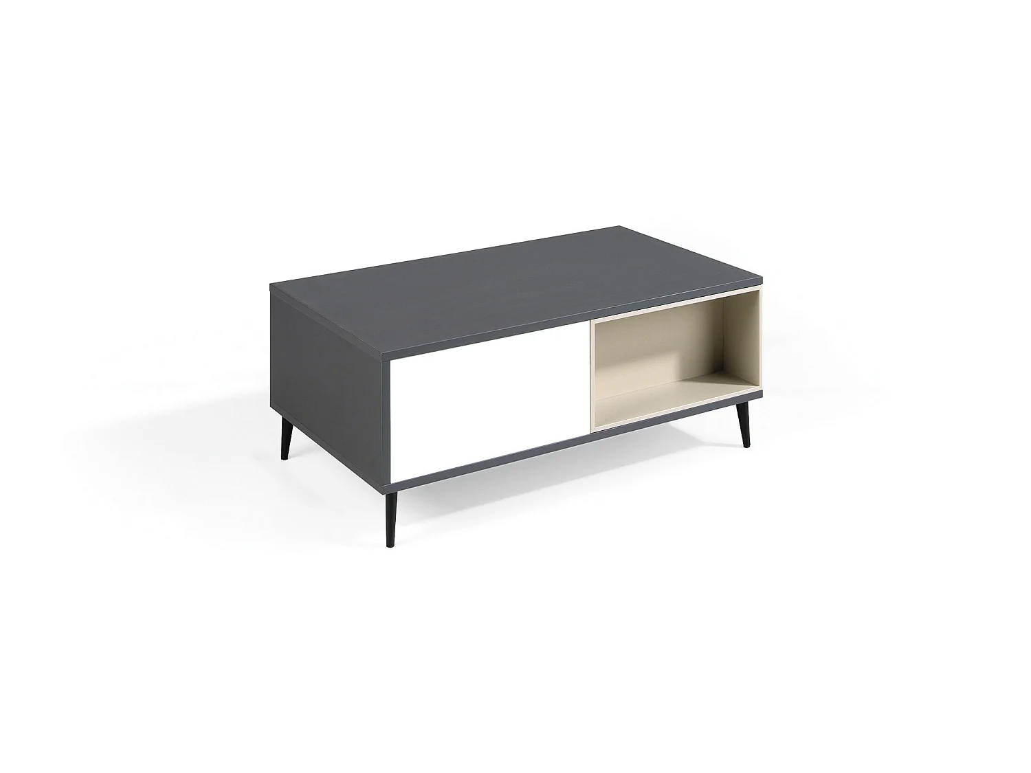 Mesa de centro elevable - MDF Gris antracita y blanco, 100x60x40cm - LEA