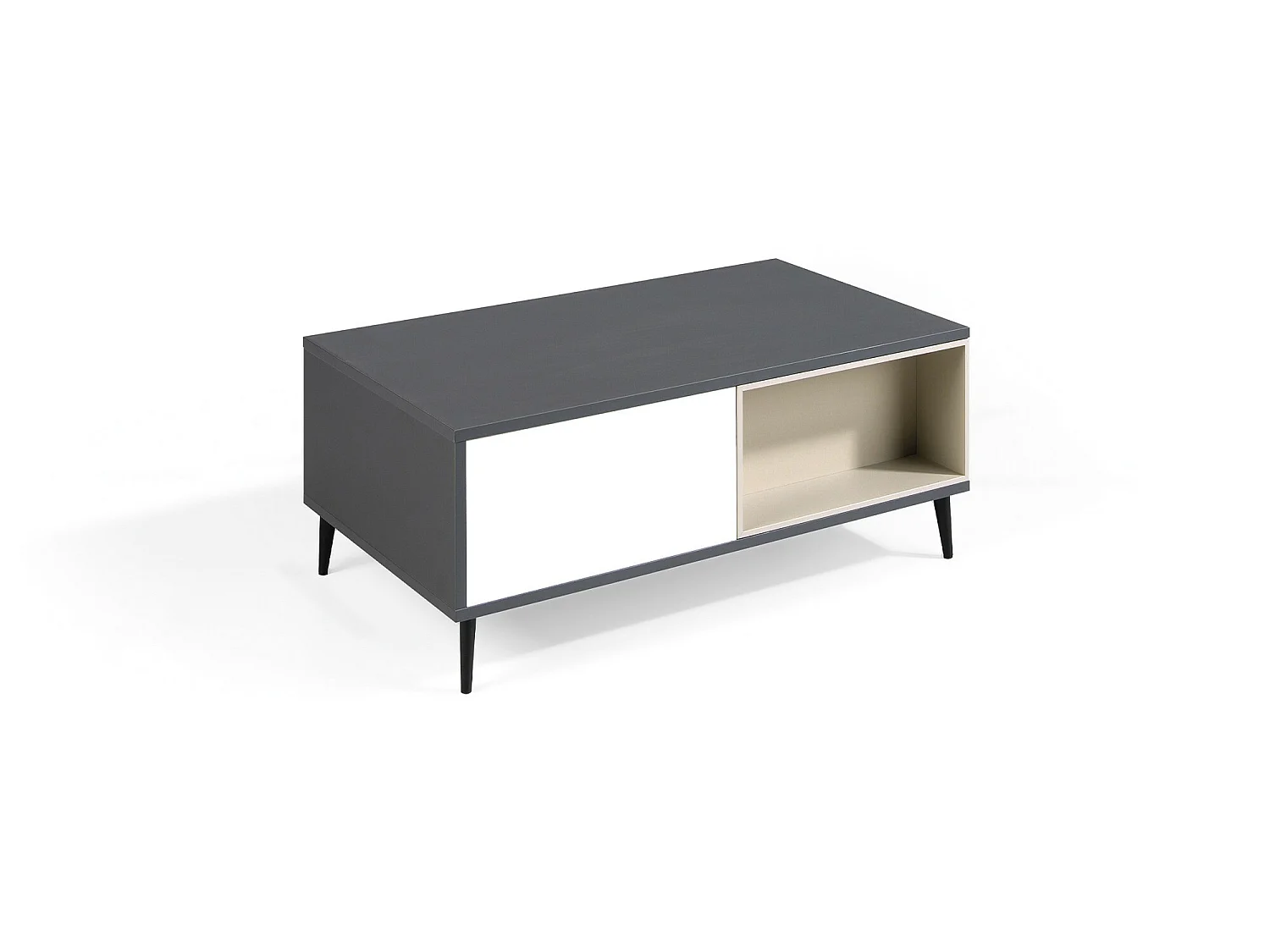 Mesa de centro elevable - MDF Gris antracita y blanco, 100x60x40cm - LEA