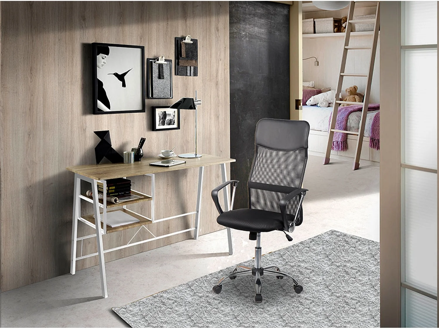 Escritorio - MDF Roble canadian, 76,5x120x52 cm - LAURE