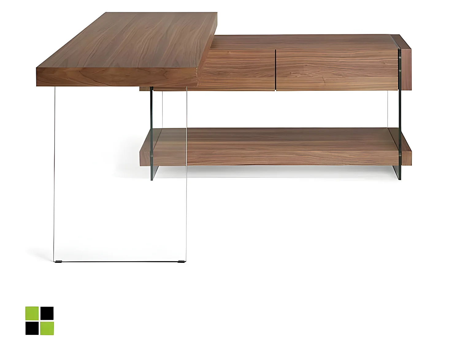 Escritorio - MDF y chapa natural de Nogal, 140x130x75 cm - GRECIA