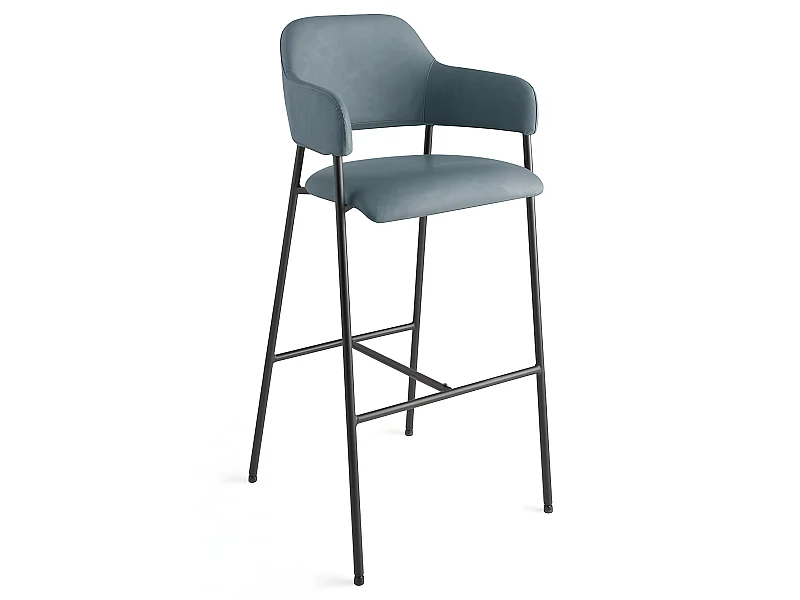 Set de 2 taburetes - Polipiel Azul, 51x82x106 cm - DRIA