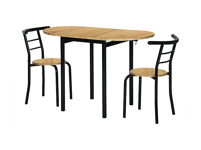 Conjunto de cocina extensible - Mesa y 2 sillas - MDF Roble - LEVA