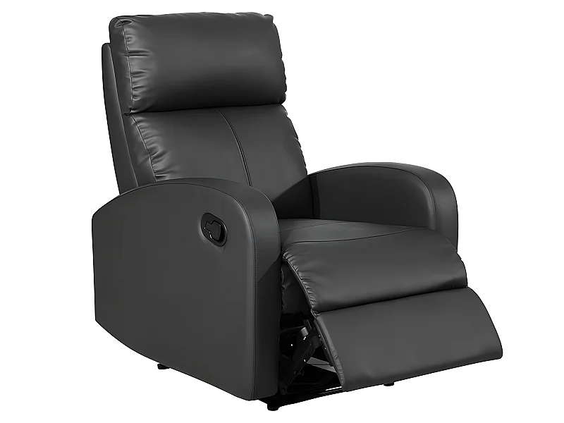 Sillón Relax reclinable -Polipiel Negra, 71x93x101 cm - TAVIRA
