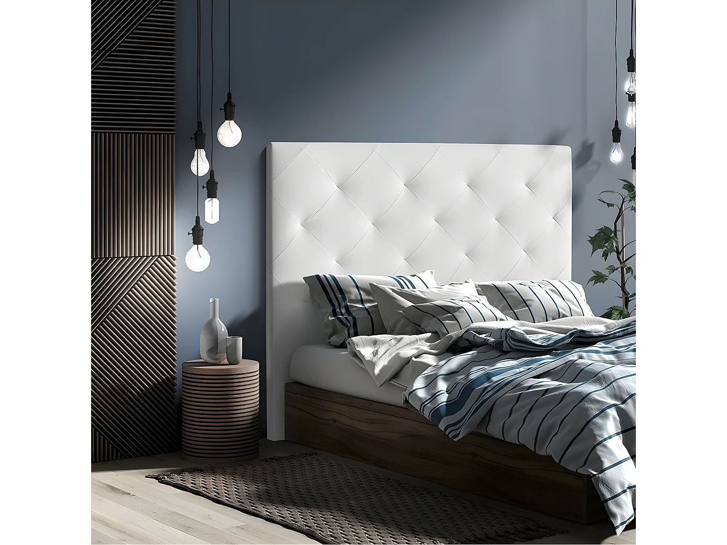 Cabecero de 160 cm - Polipiel Blanca, 160x9x120 cm -  MYRO