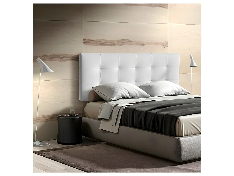 Cabecero de 150 cm - Polipiel Blanca, 150x9x60 cm-  RESQUA