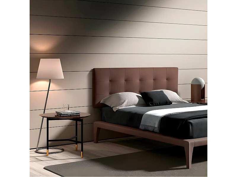 Cabecero de 160 cm - Polipiel Marrón, 160x9x60 cm-  RESQUA