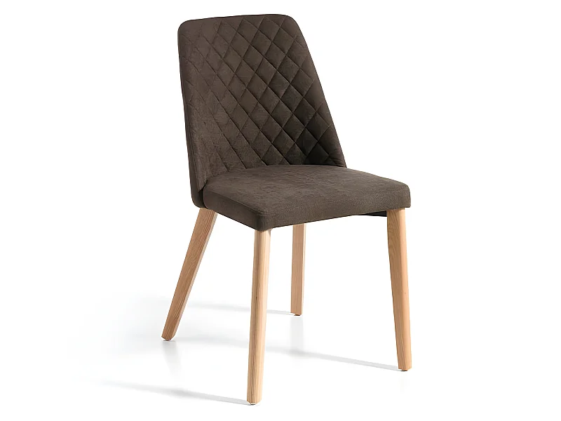 Set de 2 sillas de comedor - Tela Marrón, 46x56x87 cm - SALEM