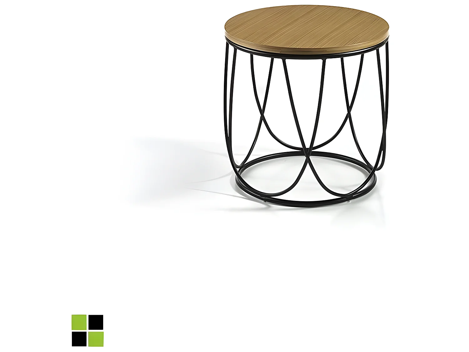 Mesa auxiliar - MDF Roble y negro, Ø42x40 cm - SOLO