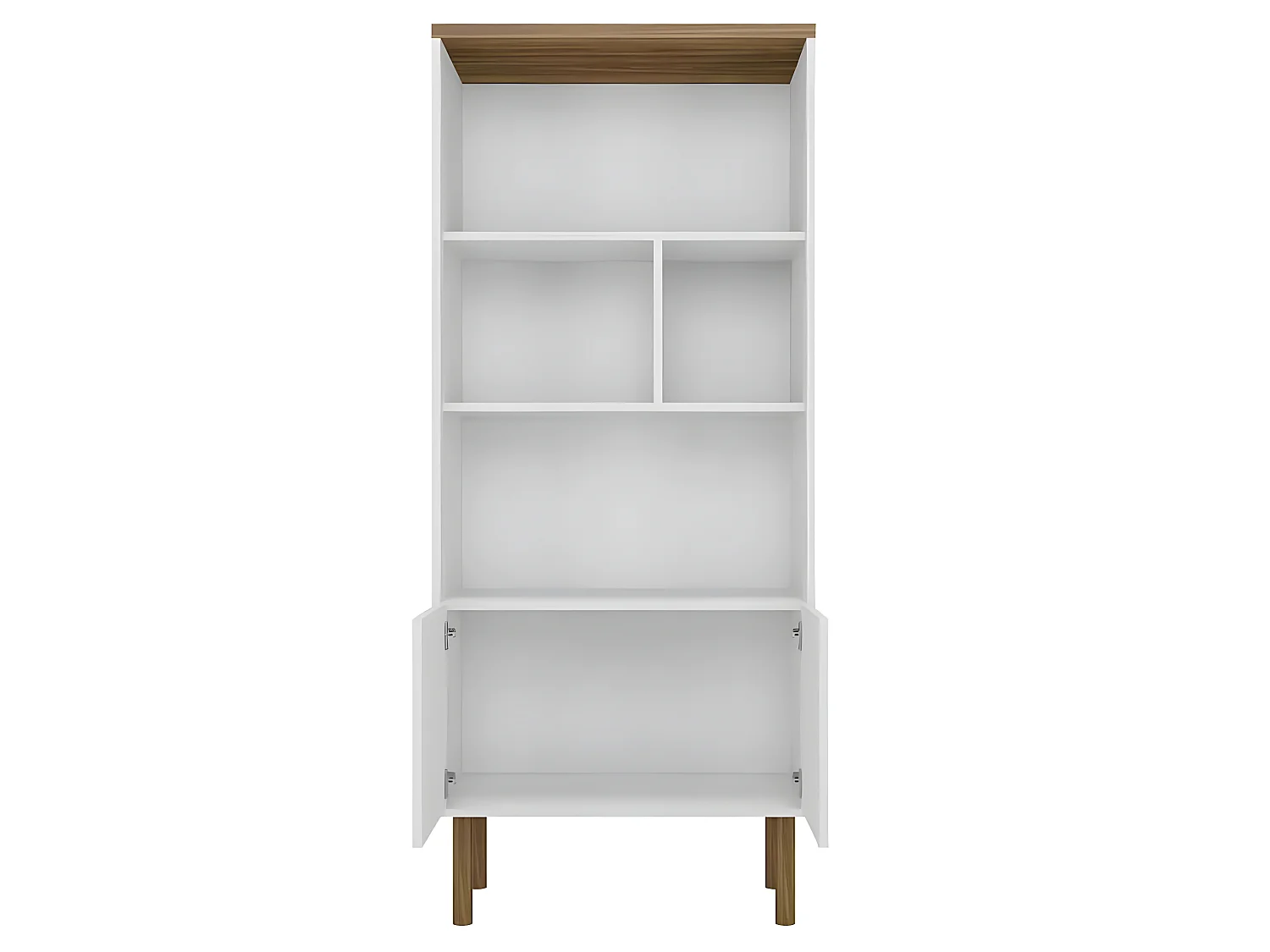 Estantería librería - MDF blanco y roble,  160x68x36 cm - PRICA