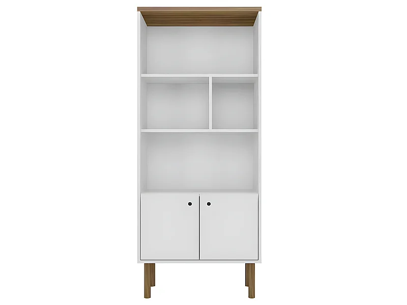 Estantería librería - MDF blanco y roble,  160x68x36 cm - PRICA