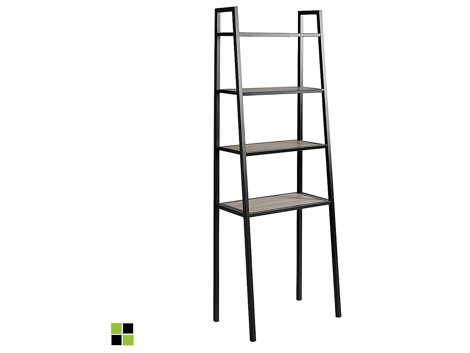 Estantería -  AROL -   MDF Roble y negro -   MDF/Metal -   65x38,5x180 cm