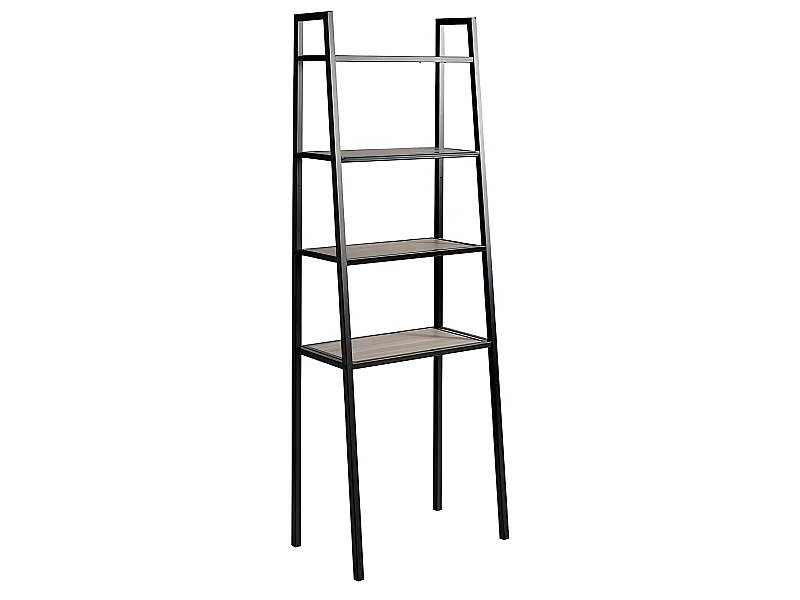 Estantería -  AROL -   MDF Roble y negro -   MDF/Metal -   65x38,5x180 cm