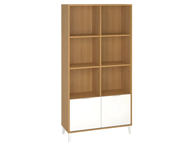 Estantería librería - MDF MDF Roble y blanco, 85x34x167 cm - DICNOR