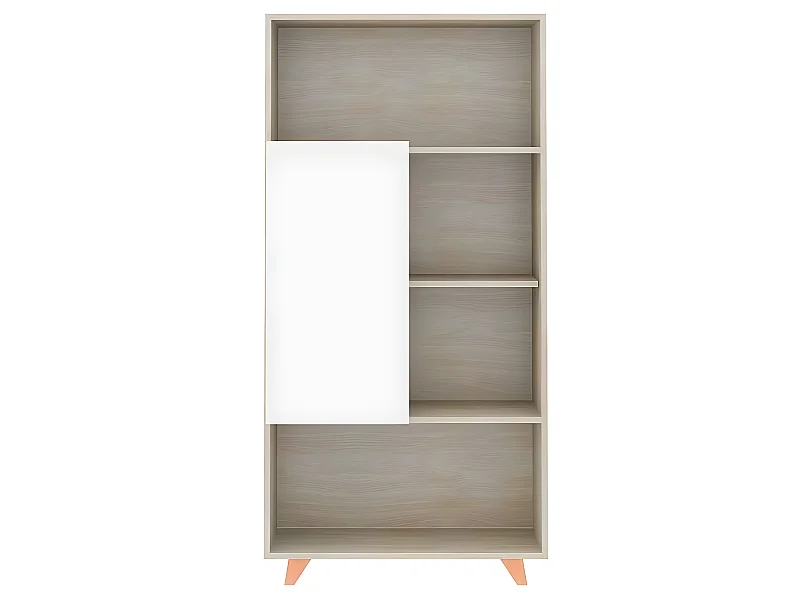 Estantería librería - MDF MDF Roble y blanco, 141,5x31,3x70 cm - ROAU