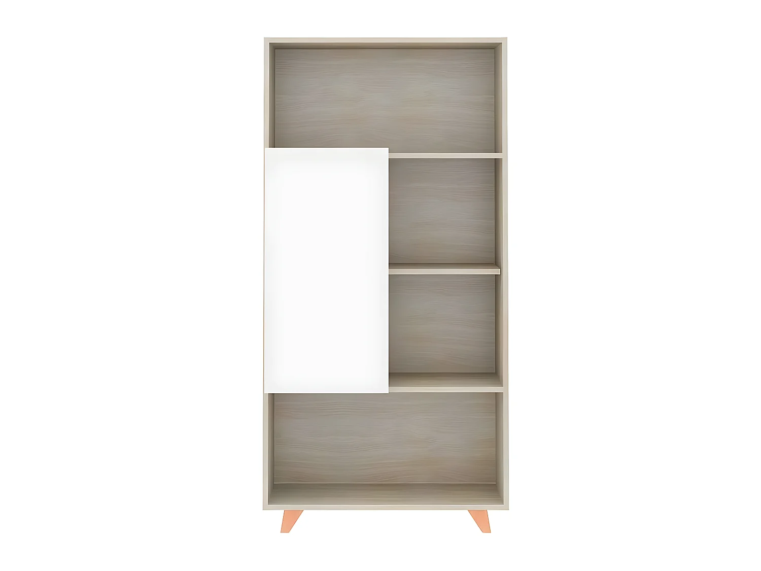 Estantería librería - MDF MDF Roble y blanco, 141,5x31,3x70 cm - ROAU
