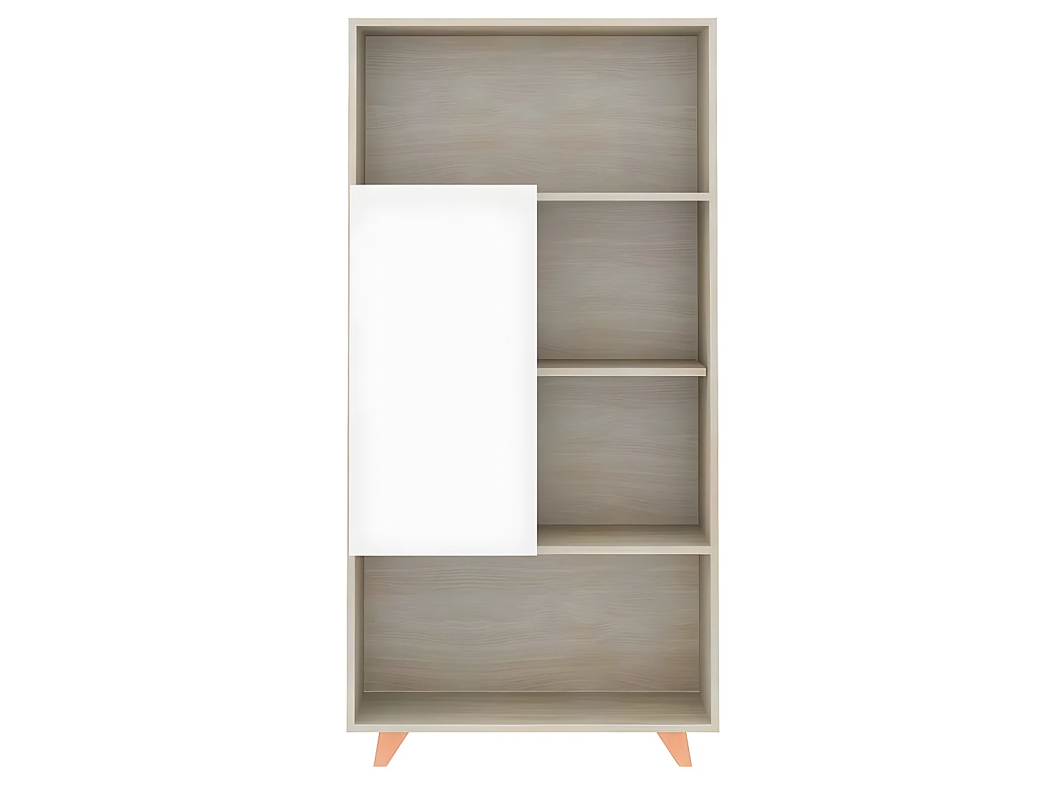 Estantería librería - MDF MDF Roble y blanco, 141,5x31,3x70 cm - ROAU
