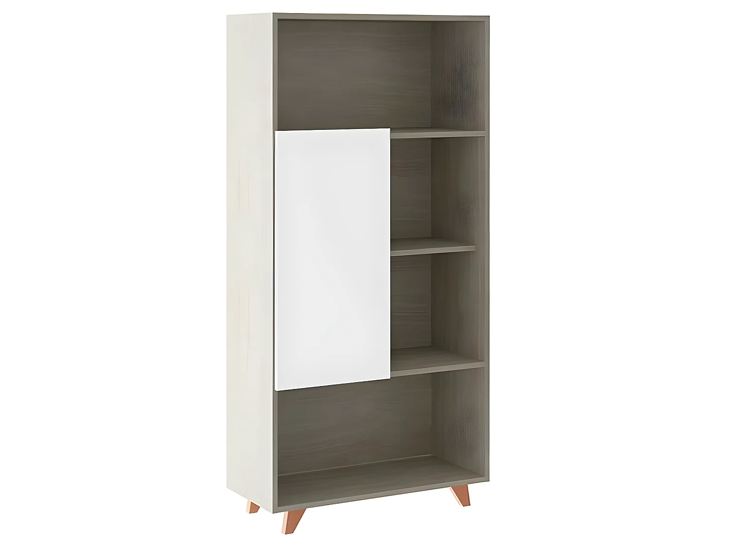 Estantería librería - MDF MDF Roble y blanco, 141,5x31,3x70 cm - ROAU