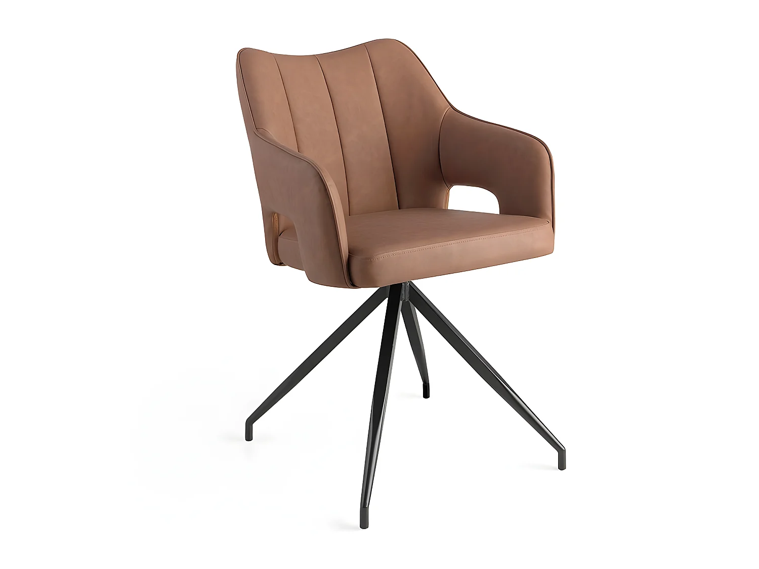 Set de 2 sillas de comedor - Polipiel Marrón, 60,5x54,5x83 cm - ORID