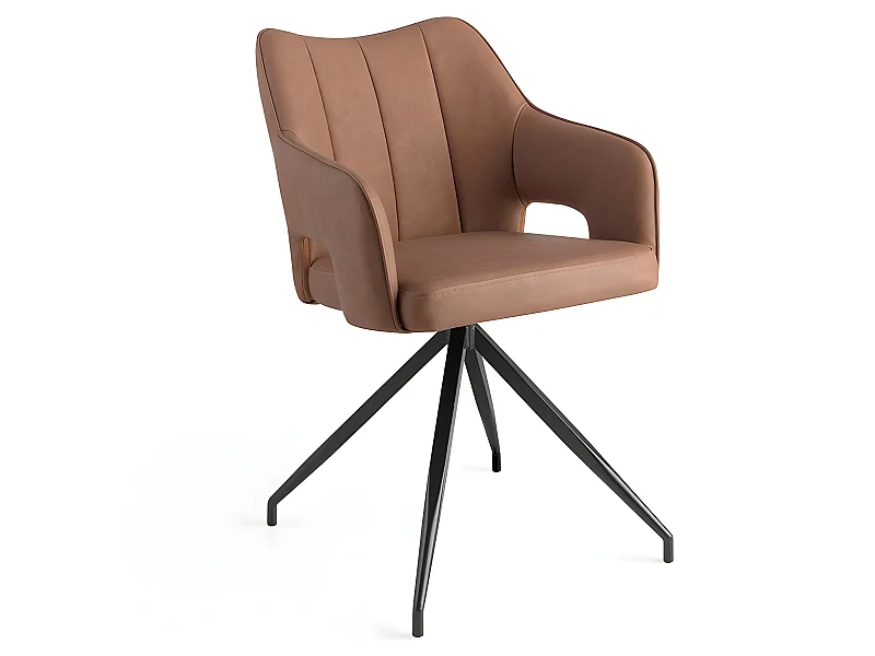 Set de 2 sillas de comedor - Polipiel Marrón, 60,5x54,5x83 cm - ORID