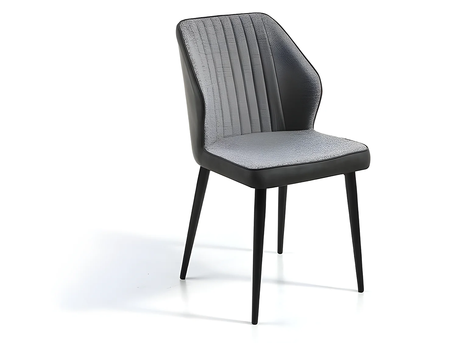 Set de 2 sillas de comedor - Polipiel y tela Gris, 49x61x84 cm - MASSA